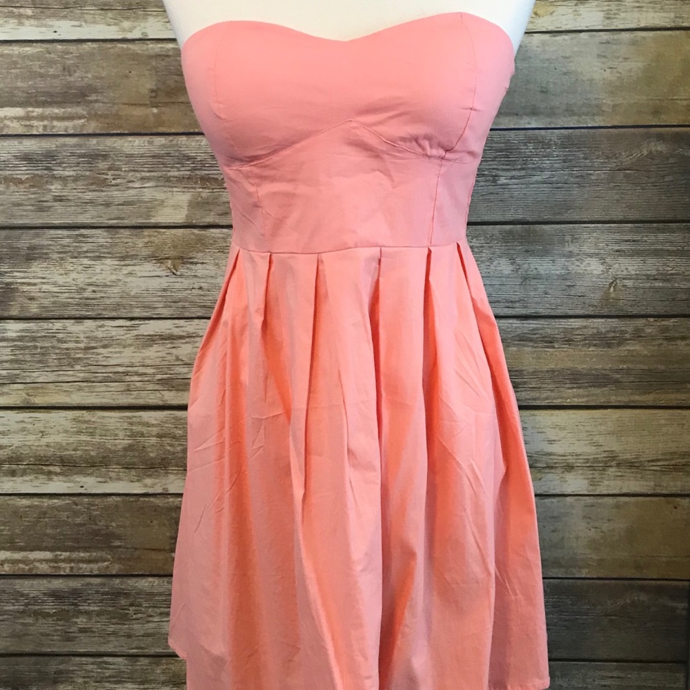 Rue 21 Strapless Coral Pink Mini Dress